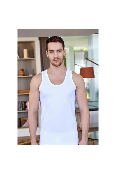 Canottiera classica a spalline da uomo % cotone, serie da 6, modello , che dà la sensazione di indossare cotone bianco