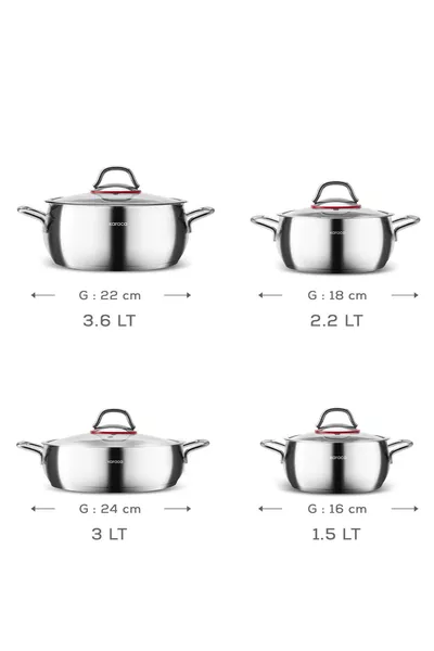 طقم قدور إميرغان المكون من 8 قطع من الفولاذ القابل للاستخدام مع الحث الكهربائي