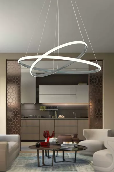 Bernardo  Large Circle Smoke Modern Pendant White Light LED Chandelier