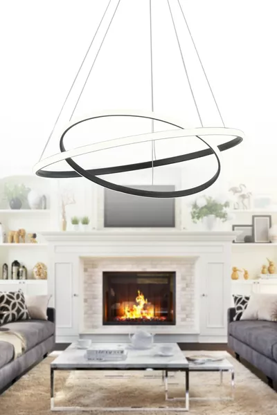 Bernardo  Large Circle Black Modern Pendant White Light LED Chandelier