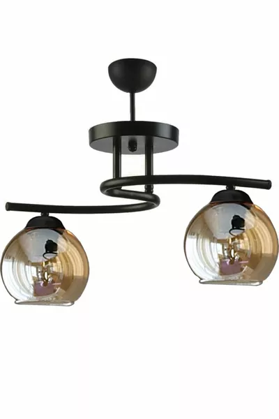 Fuji Modern Decorative Living Room - Kitchen - Bedroom Black Color Amber Glass 2-Light Chandelier