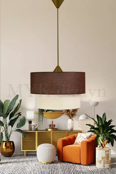 Полилей с висяща торта, холен полилей, полилей за спалня, кафяв полилей