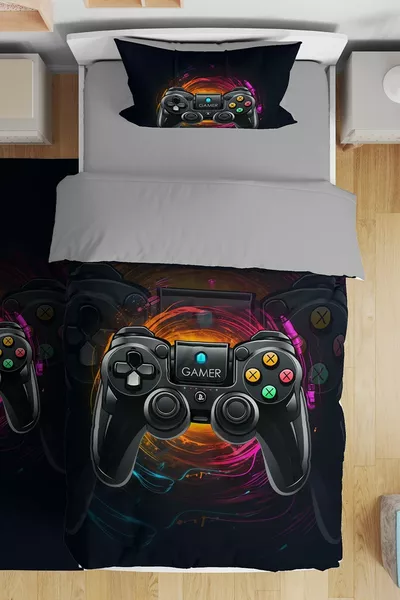 Геймър Играч 4 Дизайна Единичен Спален Комплект за Бебе и Дете