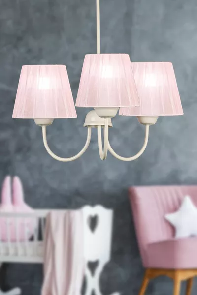 Ova 3-Light Chandelier White Light Pink Shade