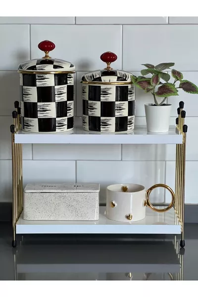 ZWILLINGS-DRAHTREGAL Küchenregal GOLD WEISS Arbeitsplattenregal Kaffeebereich Regal Badezimmerregal Gewürzregal