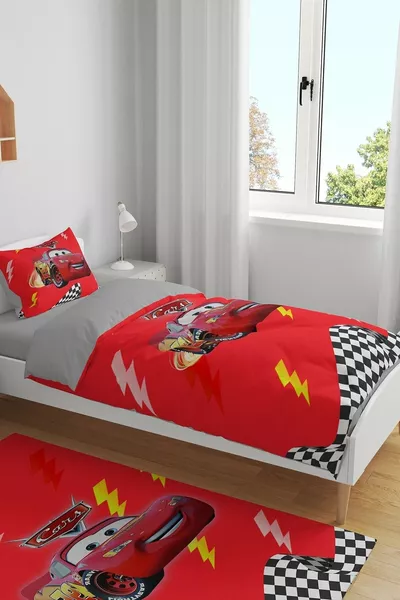 Racer Red McQueen Pattern Single Bed Baby Kid Duvet Cover Set