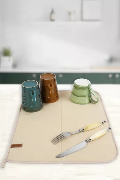 Basis vaatdroogdoek drooggerei doek droogblad aanrecht beige