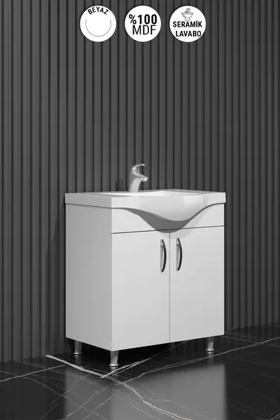 Звезда cm Бяла MDF баня с мивка от керамика с крака