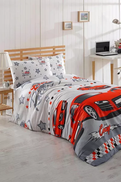 Set di Lenzuola Singolo Facile da Stirare Crazy Rosso