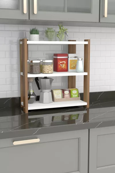 رف بهارات متعدد الاستخدامات ثلاث طبقات للمنضدة