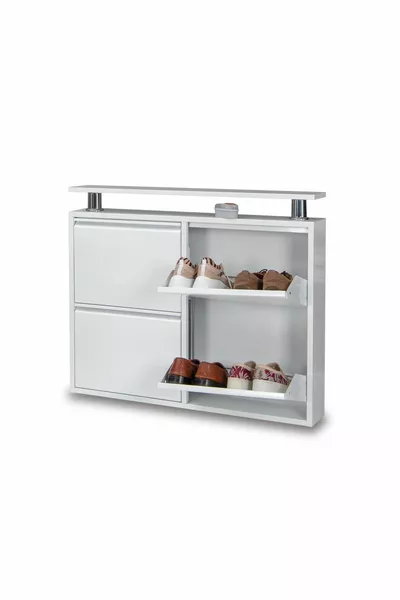Meuble à chaussures métallique Kaser blanc 2+2
