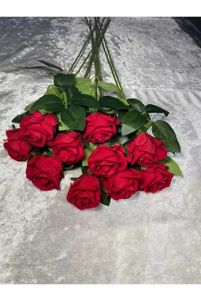  бр. изкуствена кадифена червена роза за Свети Валентин, годеж, подарък за учители