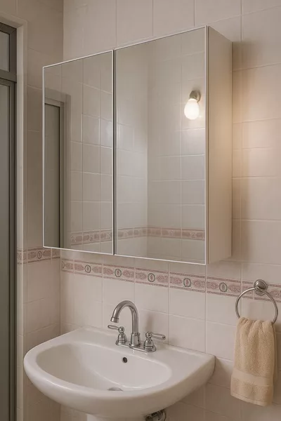 Spiegelende Badkamerkast 2-Deurs Hangkast Badkamer Handdoekenkast Spiegelkast Badkamerplank