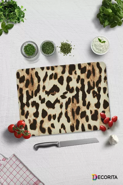 Motif Léopard | Planche à Découper en Verre - Planche de Coupe en Verre | cm X cm