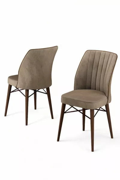 Nuna Series 1 Piece Cappuccino Kitchen Chair Babyface Fabric Walnut Beech Legs Chair