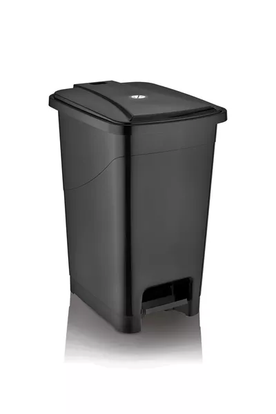 Тънка кофа за отпадъци с педал за баня и кухня -  литра - черна