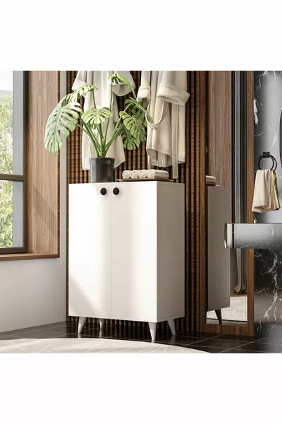 2-Door 3-Shelf Multi-Purpose Cabinet Shoe Rack Kitchen Bathroom Pantry Cabinet