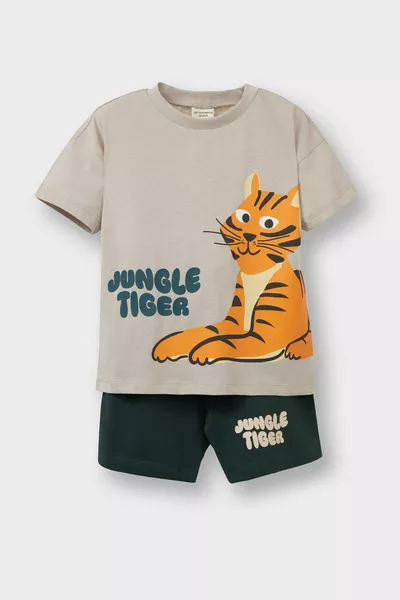 Jungen Baby 2-teiliges Set Bedrucktes Kurzarm-T-Shirt mit Shorts SM