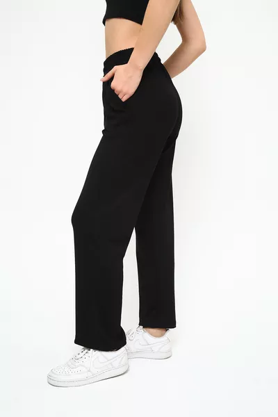 Modal Içerikli Kumaş Rahat Kesim Kadın Siyah Eşofman Alt