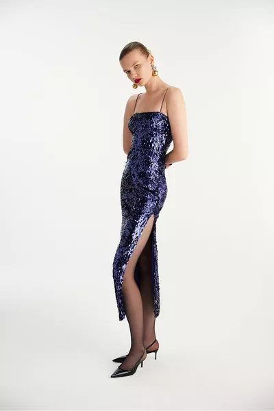 Navy Blue Sequin Dress