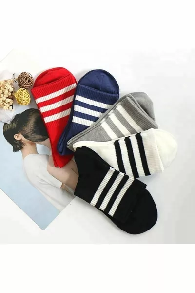 Chaussettes unisexes 5 pièces rayées modèle tennis - extra confortables et souples 5 paires
