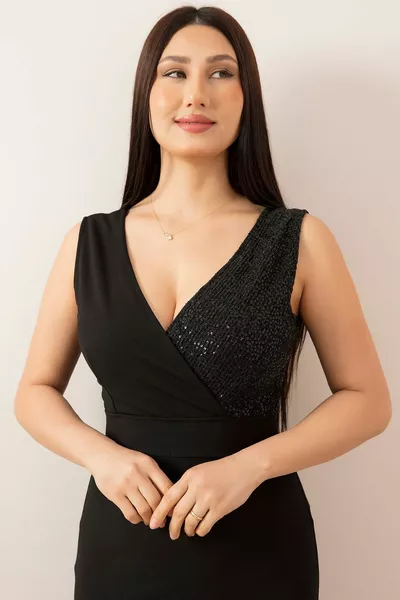 تنورة بياقة مزدوجة الصدر انتفخ فستان سهرة قصير 