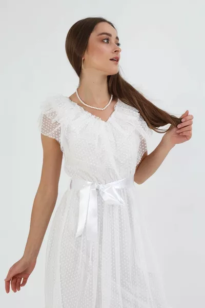 Polka Dot Tulle Zero Sleeve Dress