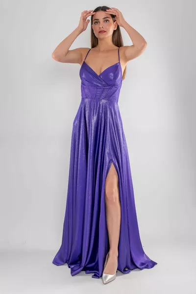  Rope Strap Taille Beugel Gelakte Wijd Uitlopende Lange Jurk