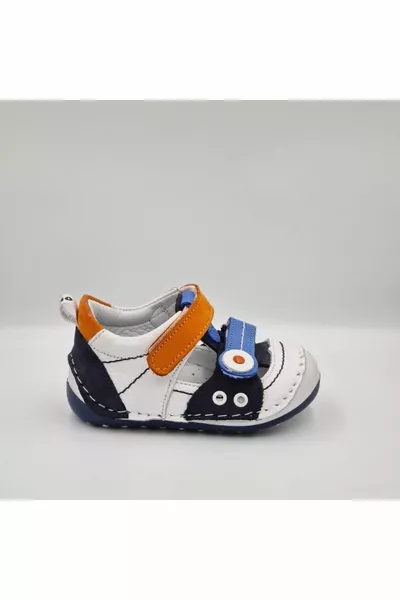  Scarpe da neonato in pelle blu navy bianco primo passo