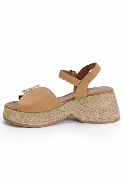 Tan leren sandalen voor dames