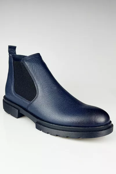 أسطورة مضمونة الأزرق الداكن جلد طبيعي أحذية الشتاء للرجال