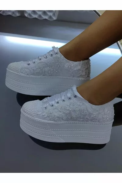 أبيض أحذية الزفاف الجديدة 7 سنتيمتر المتطرفة مريحة Stilo أحذية الزفاف الجودة