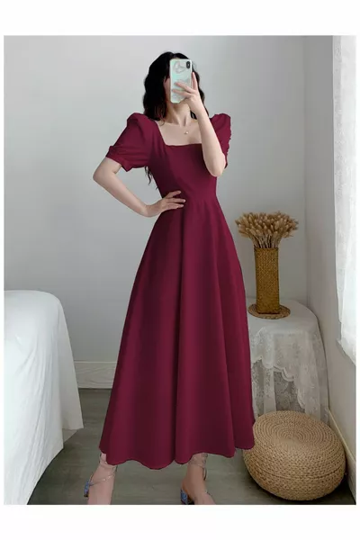 Short Sleeve Midi Flared Dress