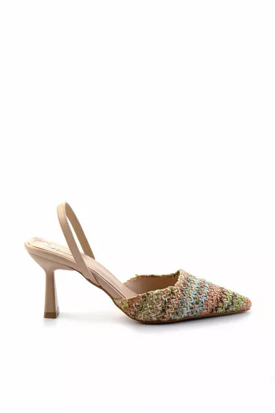 كعب كلاسيكي نسائي متعدد الألوان من القش 