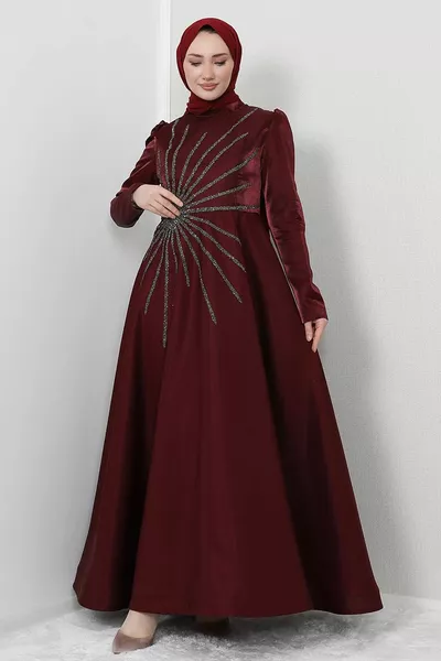 Вечерна рокля Nevra Hijab Бордо