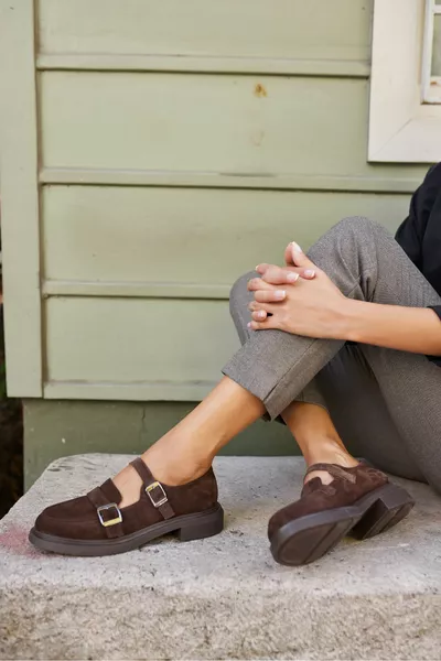 PETER ДАМСКИ КАФЕ ВЕЛУРЕНИ ОБУВКИ С КАТАРАМА