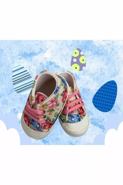 حذاء بيبي فيرست ستيب بطبعة زهور 3/6/ شهر