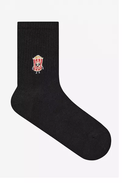 Cola Black Tennis Crew Socks