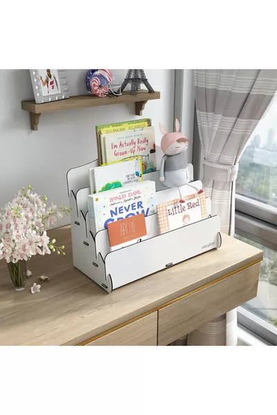 Mini Lucky Montessori Children's Library 4-Shelf Wooden Kids' Room Bookshelf Desktop Mini Bookshelf