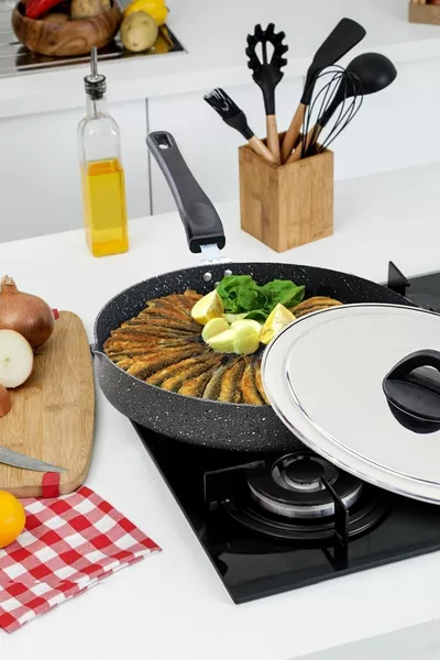  Dubbelzijdige Vlamvertragende Anti-aanbak Granieten Tava voor Gözleme, Pannenkoeken en Vis cm