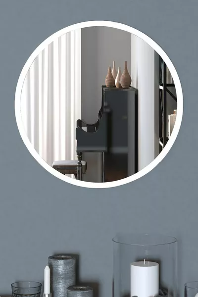 White Decorative Round Entrance Hall Corridor Wall Living Room Kitchen Bathroom WC Office Mirror  cm