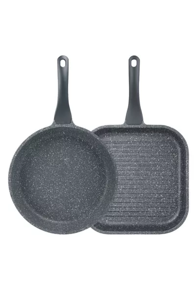 Aluminium Gietijzeren 2-delige Pannenset  cm en  cm Vierkante Pan / Grijs