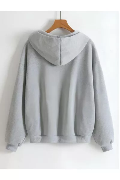 سترة بغطاء رأس بسحّاب بلون واحد للرجال والنساء، واسعة الحجم