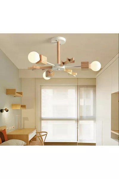 Postmoderner Flake Holz Kronleuchter