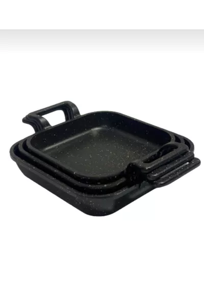 Комплект квадратни тигани от чугун ( см,  см,  см)