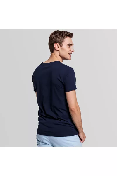 Herren Slim Fit T-Shirt mit V-Ausschnitt in Marineblau