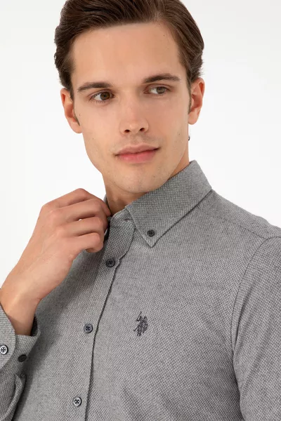 Camicia da uomo grigio antracite a maniche lunghe 