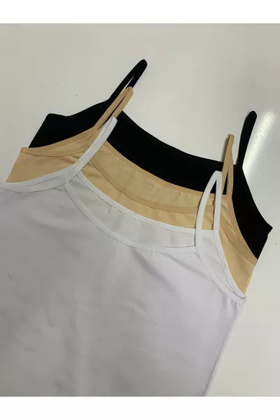 3'LÜ LİKRALI PAMUKLU İP ASKILI ATLET