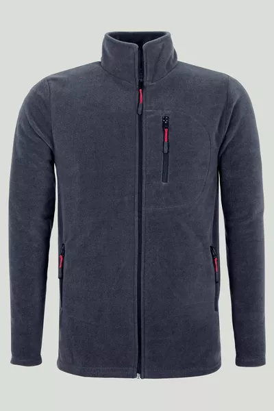 Anthracite Color Zippered 3-Pocket Fleece 