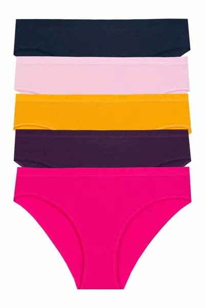 Хлопковые ребристые трусы с эластичной резинкой, набор из 5 штук 